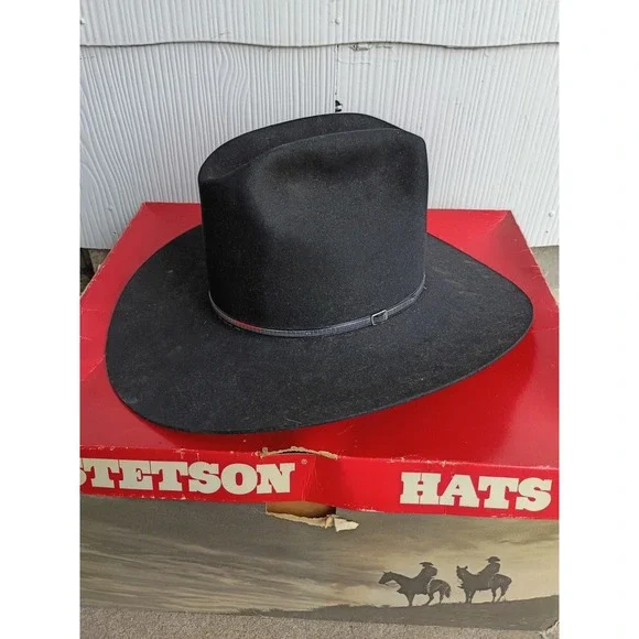 Stetson Comstock Black 7 Mens Oval XXXX Beaver Cowboy Hat Original Box