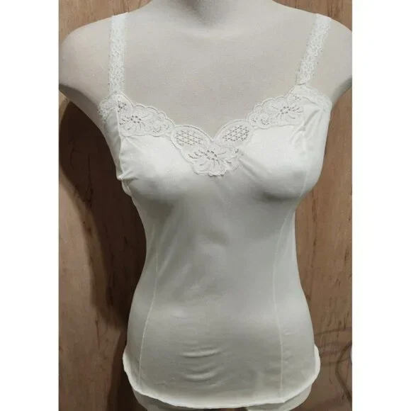 French Maid Vintage Ivory Lace Trim Camisole‎ Top Lingerie romantic whimsifairy