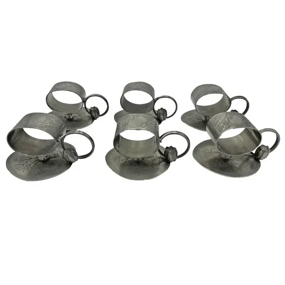 Set of 6 Reproduction of‎ Antique Metal Water Lily Napkin Rings