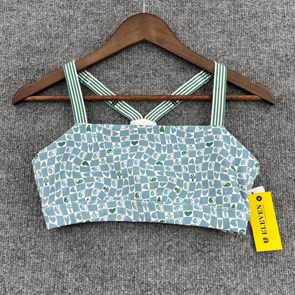 EleVen by Venus Williams Retro Revival Sports Bra Womens Medium Blue Gym Workout