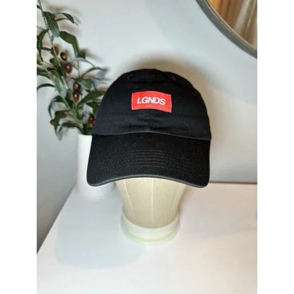 LGNDS Slideback Baseball Cap Black One Size Adjustable Dad Hat Cotton
