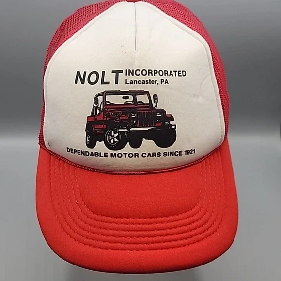 Nolt Incorporated‎ Trucker Hat Red White Jeep Graphic Vintage Snapback