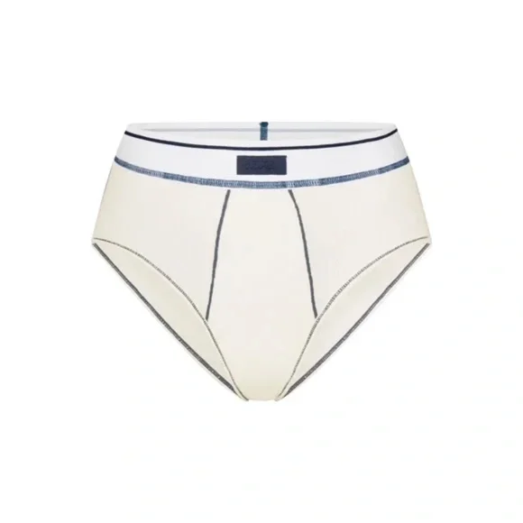 Cotton Rib Marble Multi HIGH-WAISTED BRIEF Size Small