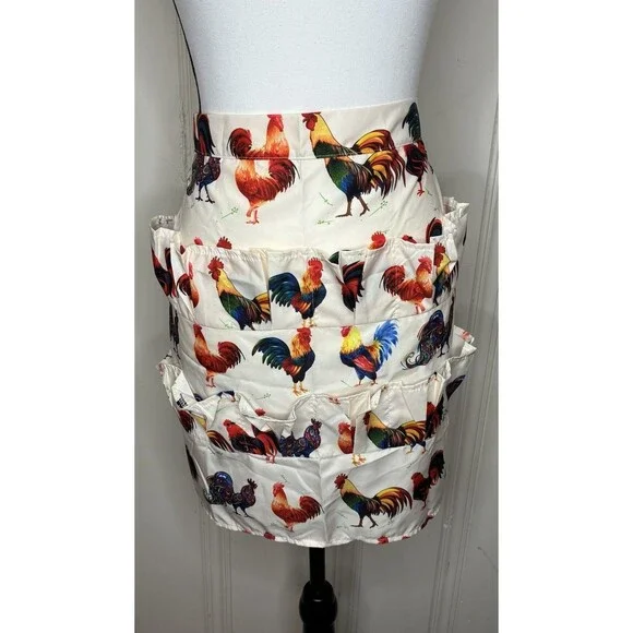 Chicken egg gathering apron 12 pockets tie at waist cottage country