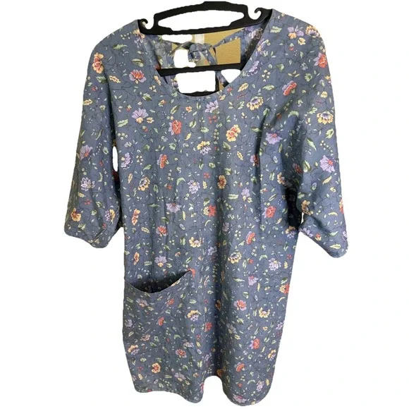 Vintage  Now Designs San Francisco Floral‎ Print Tie Back Smock
