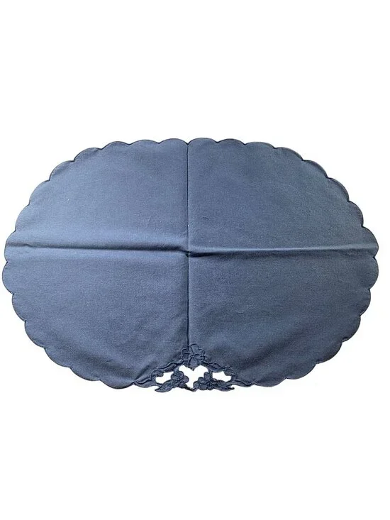 Set of four placemats and napkins Blue Scalloped Floral grannycore cottagecore