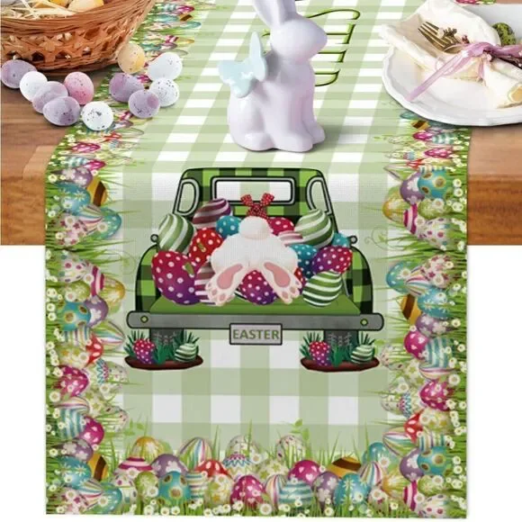 Easter Table Runner Vintage Farm Truck NWT
