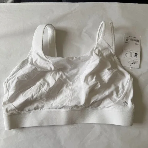 New w/ Tags Athleta White Invincible High Impact Lightweight Sports Bra‎ 38DD