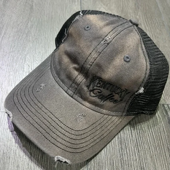 Kentucky Coffee Trucker‎ Hat Adjustable Mesh Back Cap Distressed Grunge Look