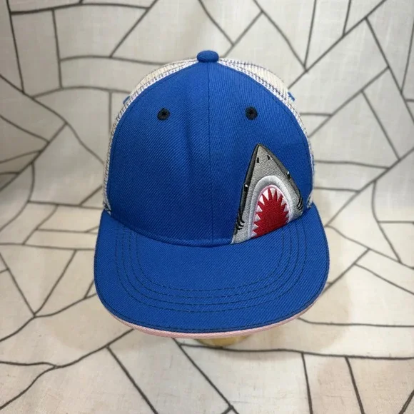 Aksels Trucker Hat OSFM Blue Shark Snapback Mesh Back Baseball Cap