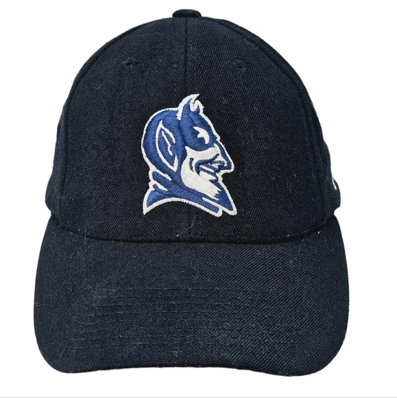 Vintage‎ 90s Y2K Nike Team Duke Blue Devils Black Strapback Hat Cap Logo Swoosh
