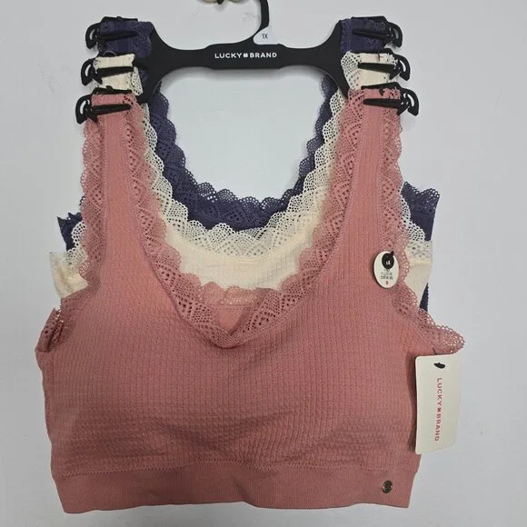 3 LUCKY BRAND Full Figure Lace Comfort Bra 1X Lot Set NEW No Wire Padded Bras