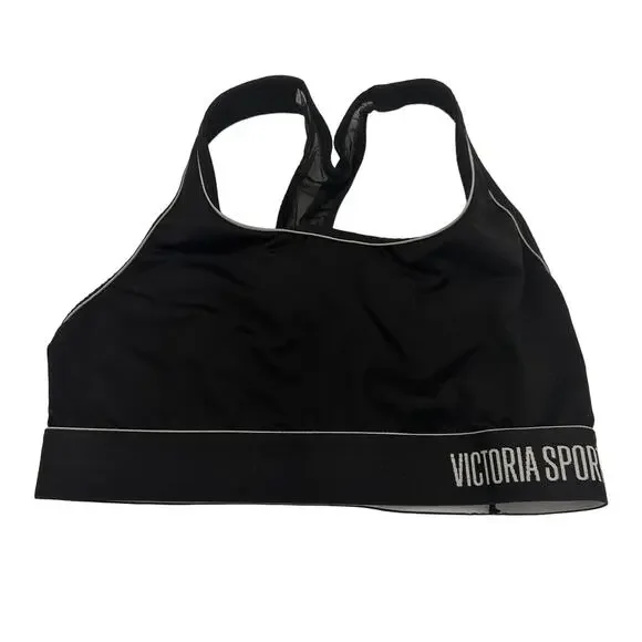Victoria’s Secret Black & White Racerback Mesh Back Sports Bra