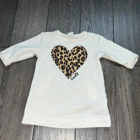 Old Navy leopard heart infant sweater dress