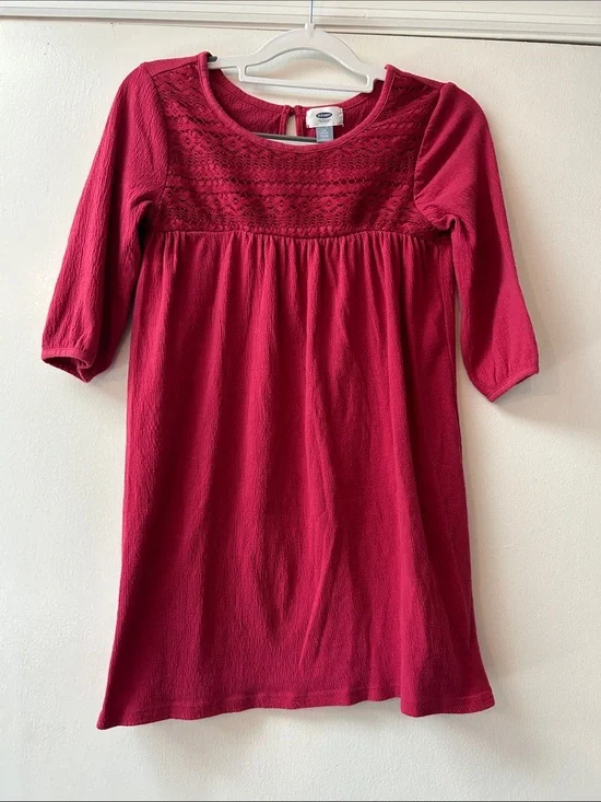 Old Navy Raspberry Lace Yoke Knit Dress