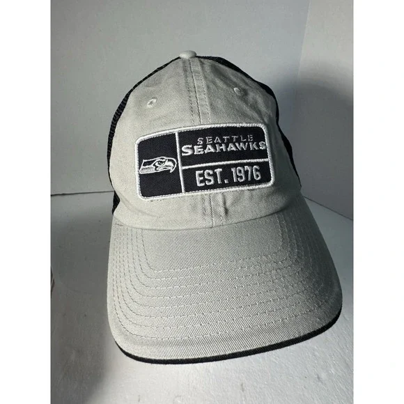 Seattle‎ Seahawks Brand NFL Adjustable Strap Hat Cap Embroidered Logo Tan Blue