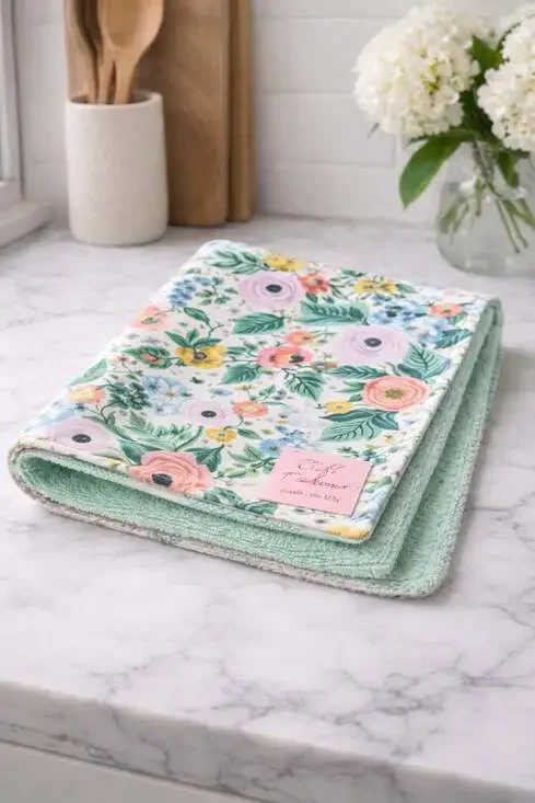 Craft Takeover‎ Dish Drying Cloth Floral Handmade USA Kitchen 18