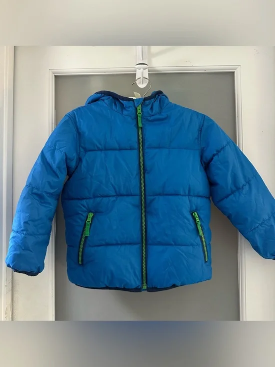Old navy  Blue Puffer Jacket w Green Accents