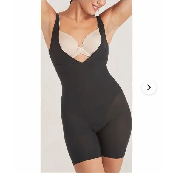 Maidenform $68 Wear-Your-Own-Bra Tummy Control Shapewear Bodysuit Black L NEW