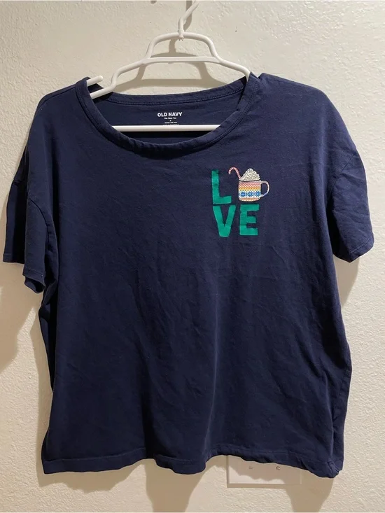 ☕️ Old Navy Coziest Cocoa Love Holiday Tee L 🎄