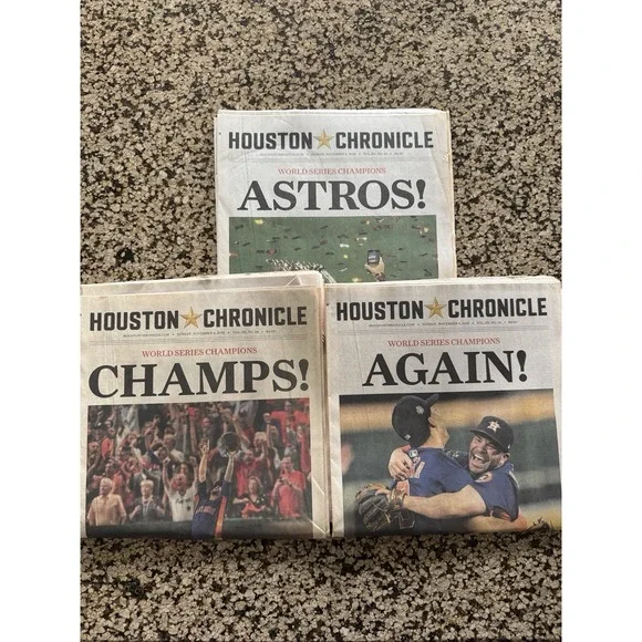 Complete 3 Set 2022 World Series Houston Astros Houston Chronicle Newspapers ❤️✅