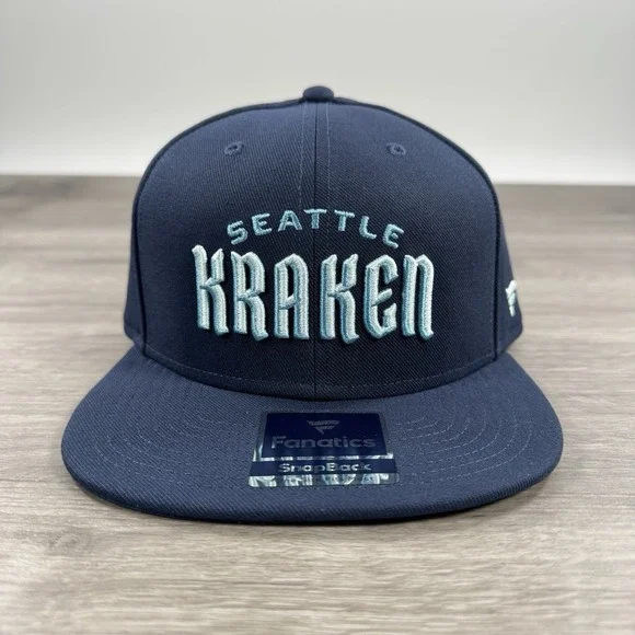Seattle Kraken Snapback Hat NHL Fanatics Brand Hat Cap Navy Blue Adjustable