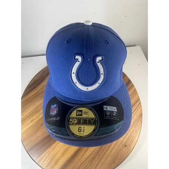 New! Size 6 7/8‎ New Era 59Fifty Indianapolis Colts Fitted Hat Cap Blue
