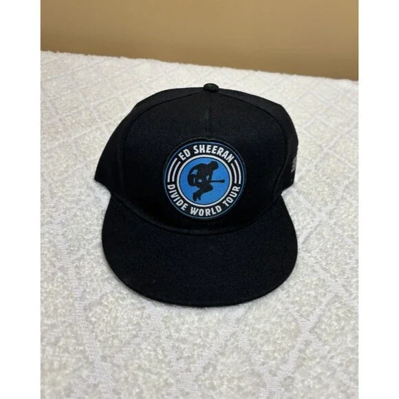 Ed Sheeran Divide World Tour Music Concert Embroidered Patch Black Snap Back Hat