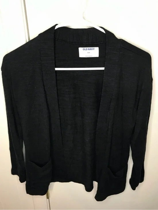 Old Navy Black Open-Front Knit Cardigan with Pockets