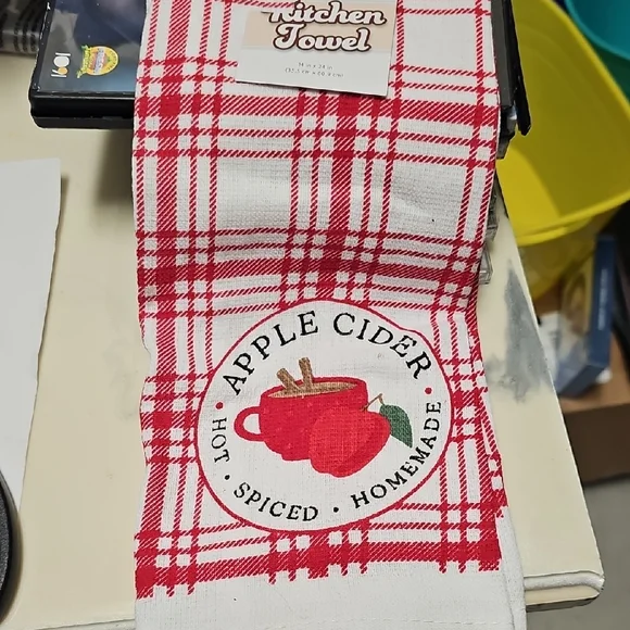 Nwt Apple Cidee Hot Spiced Homemade Plaid Kitchen Towel