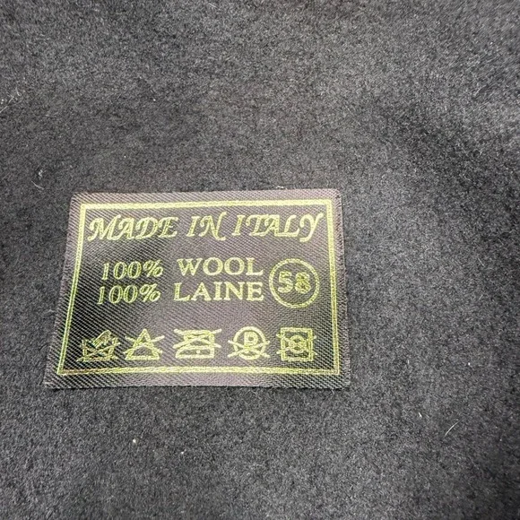 Made in Italy Mens 100% Wool Flat Cap Black Ivy Newsboy Hat Size 58 Large