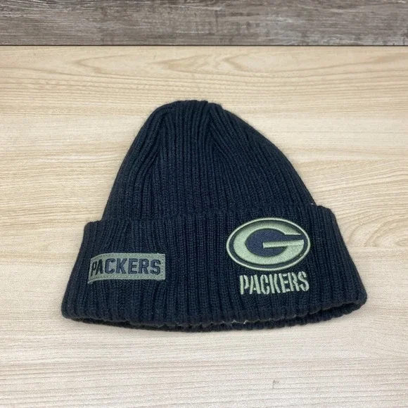 Green Bay Packers Hat Cap Beanie Knit Black Green NFL Football Wisconsin New Era