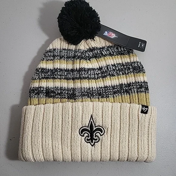 47-Brand-New Orleans Saints Beanie-Hat-NFL Cuffed With Pom New!!
