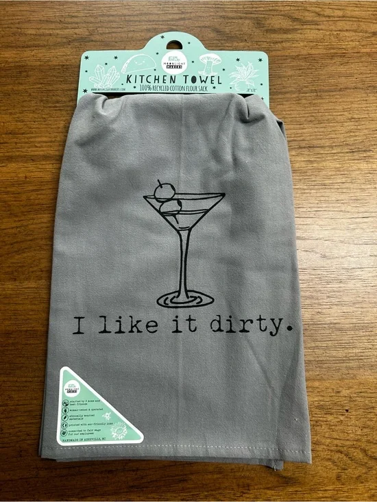 NEW Gray 'I like it dirty.' Cocktail Kitchen Towel 🍸
