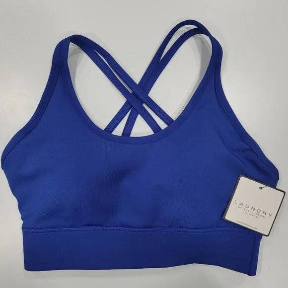 Laundry by Shelli Segal Blue Cross-Back Sports Bra Sz SM