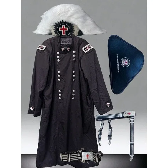 Sir Knights Templar Masonic Templer Outfit Hat Shoulder Boards Sword Belt Case‌‌