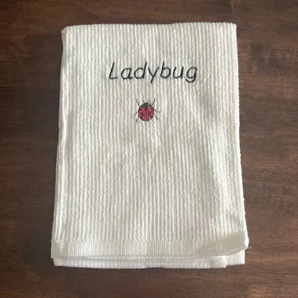 White Cotton Ladybug Kitchen Bar-Mop 18” by 16”