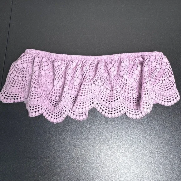 Victoria's Secret Lavender Flounce Lace Ruffle Bandeau Bralette L 11093734