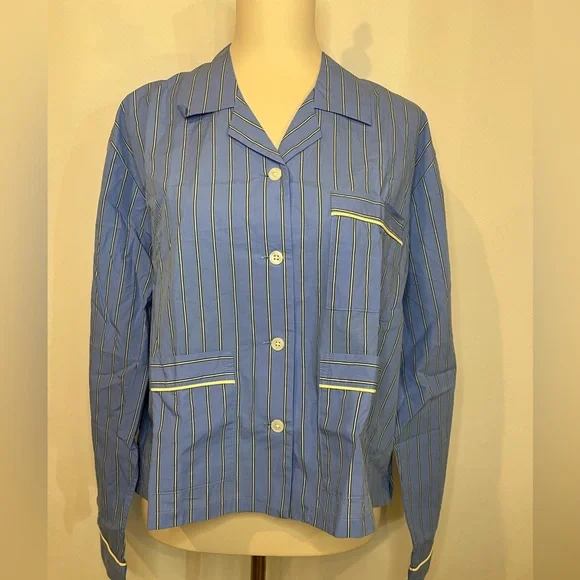 J.Crew Long-sleeve pajama top in striped cotton poplin