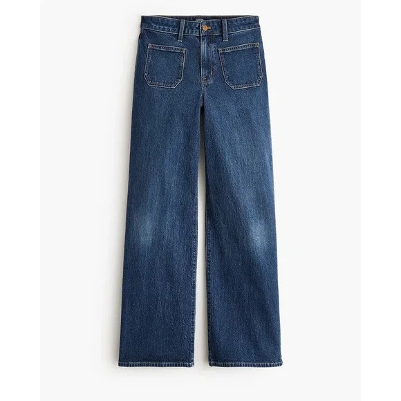 J.Crew Curvy Full-Length Slim Wide-Leg‎ Women's Plus Size Jeans Dark Wash 32 NEW