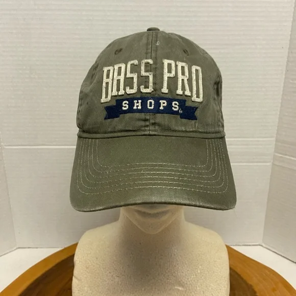 Retro BASS PRO Shops Olive Camo Green Canvas Cap