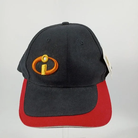 Disney Pixar The Incredibles Promo Baseball Cap Hat Black Red Rim - RARE