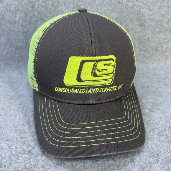 Consolidated Land Services Outdoor Cap Mesh Trucker Snapback Hat Grey