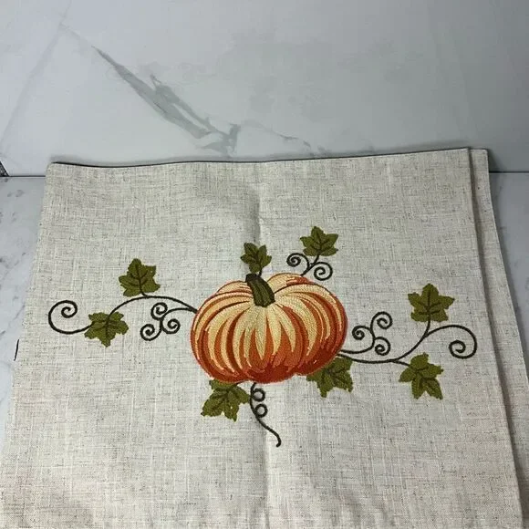 INSPIRED TREASURES Pumpkin Embroidered Table Runner