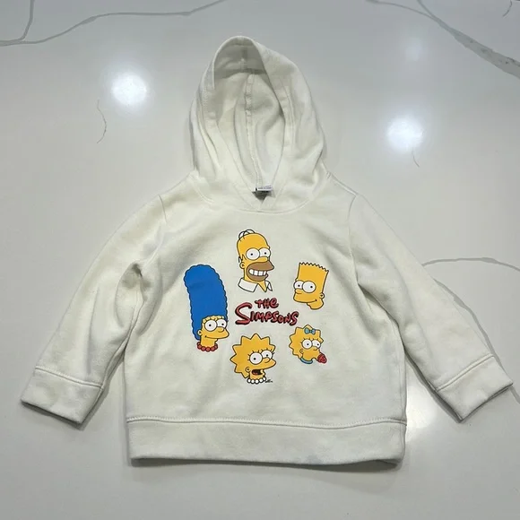 Old Navy The Simpsons cotton hoodie white size 18-24 months 💛