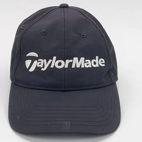 TaylorMade Black Golf Hat Hook Loop Adjustable‎ One Size