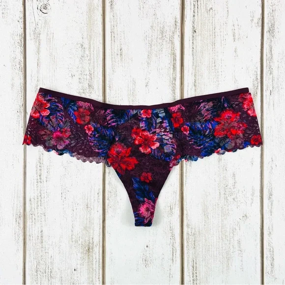 VS PINK Extra Low Rise Cheekster Thong Large Tropical Print
