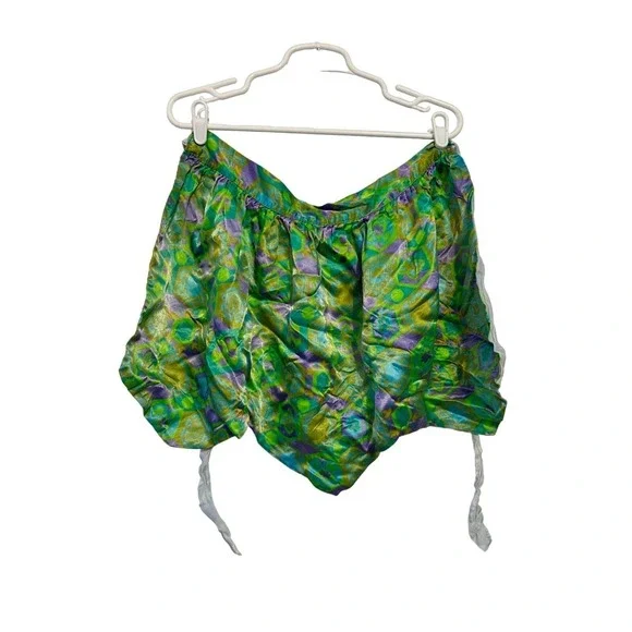 Vintage shiny green and purple 70s psychedelic print apron
