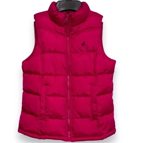 Old Navy Girls Size Medium Pink Zip Up Puffer Vest Pockets