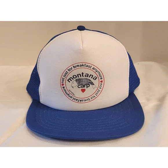 VTG‎ Montana Carp Hat Snapback Blue Trucker Cap Mens Richard Guindon 90s Fishing